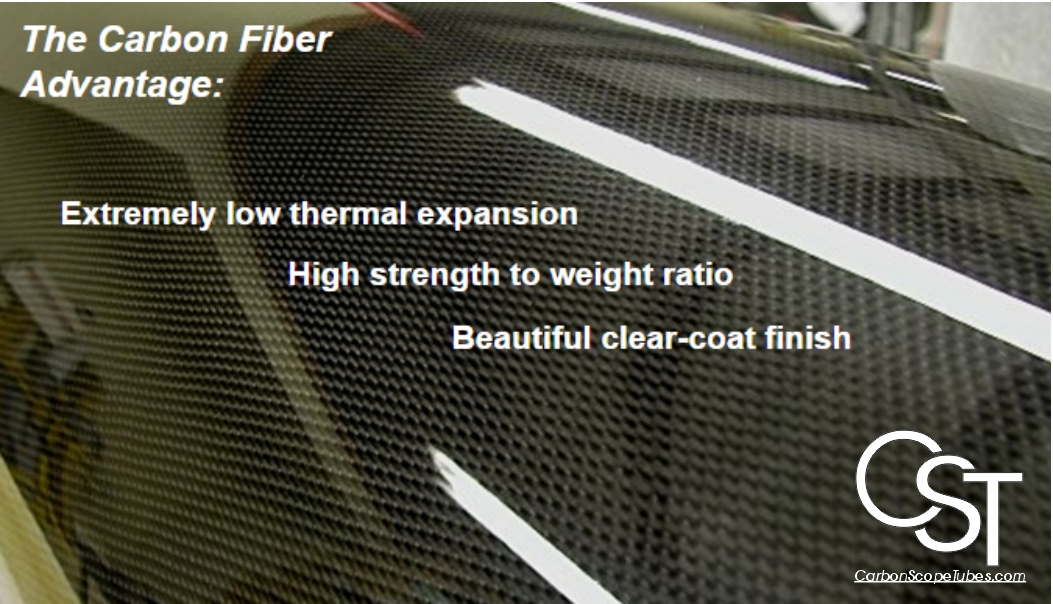 Close-up of glossy carbon fiber tube